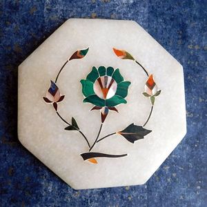 Los últimos posavasos de mármol con incrustaciones florales rosas, posavasos hechos a mano, juego de vajilla decorativa, proveedor - Product Image 6