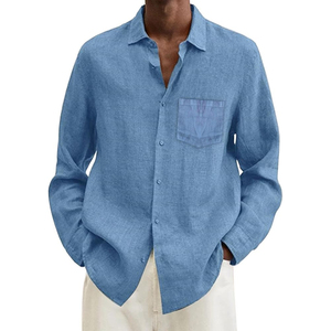 Camisa de vestir de franela de fibra de bambú de nuevo estilo para hombre, Color sólido, elástico, antiarrugas, transpirable, diseño personalizado, precio al por mayor - Product Image 4