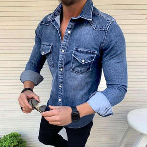 Veste en jean pour homme Chemise en jean lavée Veste slim pour homme Chemise en jean décontractée à manches longues pour homme - Product Image 4