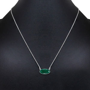 Collar con Colgante de Malaquita Natural de Alta Venta, Plata de Ley 925, 8x16 mm, Ovalado, Hecho a Mano, Joyería Minimalista, Regalos para Mujer - Product Image 3
