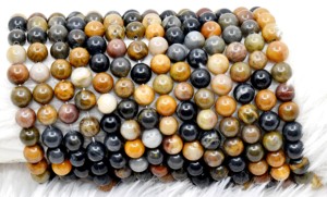 Cuentas redondas de madera petrificada de 8mm, piedra Natural personalizada, cuentas de joyería sueltas para fabricación de pulseras DIY - Product Image 6