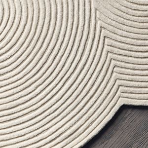 Alfombra de lana Beige moderna hecha a mano minimalista estilo Zen alfombra escultórica tallada círculos concéntricos personalizable piso arte Picnic - Product Image 4