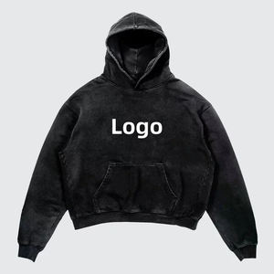 Streetwear personnalisé de haute qualité sweat à capuche brodé en molleton de coton surdimensionné pour hommes - Product Image 1