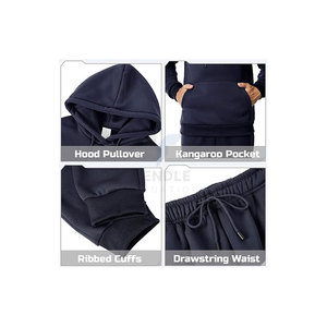 Men's Tracksuits 2 Piece Solid Casual Long Sleeve Sweatsuits Breathable Athletic <b>Hoodie</b> Sweatpants Set Jogging <b>Running</b> Gym - Product Image 6
