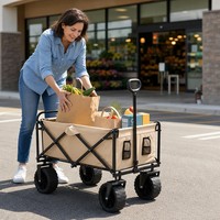 Chariot pliant à roues en acier carbone, 4 roues, pour usage extérieur intensif