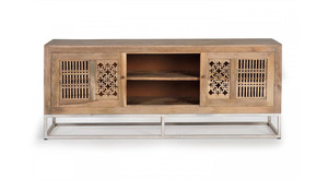 Modern Industrial Mango Wood Iron Storage Furniture Unique <b>TV</b> Stands for Bedroom Carved Living Room Hospital Entry Home Dining - Product Image 6