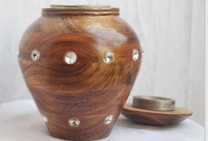 Handcrafted <b>Brown</b> Wooden Cremation Urn Decorative Memorial Urns for Adult Ashes Funeral Designer - Product Image 3