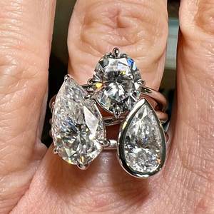 แหวนแต่งงานสามชิ้นแสนโรแมนติกพร้อมเพชรโมอิสซาไนต์ทรงลูกแพร์รูปไข่เงิน925ดั้งเดิมสำหรับงานปาร์ตี้และของขวัญพิเศษ - Product Image 4