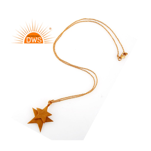 Collier en argent sterling 18k plaqué or avec pendentif en forme d'étoile, fabricant de bijoux demi-fins, dernière conception - Product Image 2