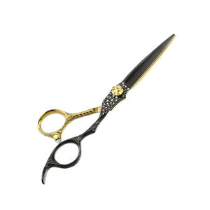 Tijeras de corte de pelo de color dorado y negro, tijeras de corte de pelo de acero metálico, tijeras de peluquero afiladas con tornillo elegante - Product Image 2