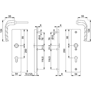 Manija de Puerta de Aluminio F2 de 92 mm y 67-72 mm para Birmingham 1117/2221A/2440-HOPPE - Product Image 3
