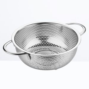 Stainless steel <b>colander</b> for kitchen use with brushed finish build simple care heat safe fine mesh <b>strainer</b> daily cooking - Product Image 1