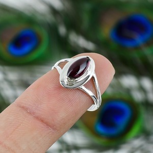 Anillo clásico hecho a mano granate cabujón piedra preciosa 925 anillo de plata esterlina anillo de granate de moda con 925 joyería fina de plata estampada - Product Image 5