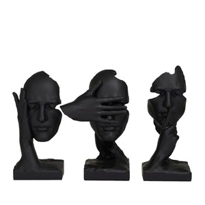 Sculpture de visage noir élégant Ornement de table artistique artisanal Pièce maîtresse sophistiquée pour les intérieurs modernes - Product Image 2