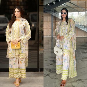 Totalmente puntada M A XXL Tamaño Color amarillo Bordado elegante Salwar kameez y una dupatta ricamente bordada para uso de recepción - Product Image 6