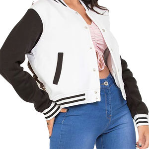 Veste universitaire pour femmes, vente chaude, veste universitaire pour femmes, col montant, manches longues, veste universitaire courte de baseball pour vente en ligne - Product Image 3