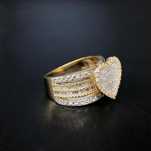 แหวนเพชรเม็ดเล็กสีทอง14K ที่ดูหรูหราขอบเพชรใสวงแหวนสวยงามหลายแถวน่ารักสไตล์ - Product Image 2