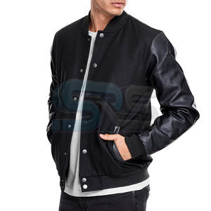 2025 nouveauté hommes Letterman veste d'hiver de haute qualité coton laine mélange à manches longues veste chaud confortable col montant - Product Image 2