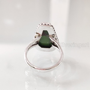 Anillo de mujer Ataúd natural Verde Cobre Turquesa Anillo de piedras preciosas Piedra natal de Diciembre Joyería hecha a mano Anillo de plata esterlina 925 - Product Image 5