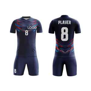 Conjunto de camisetas y pantalones cortos de fútbol con logotipo de equipo personalizado, uniformes deportivos de secado rápido para adultos y niños, venta al por mayor - Product Image 1