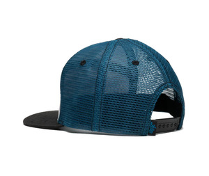 Chapeau de camionneur Hiphop à bord plat 7 panneaux avec logo personnalisé casquette en gros de haute qualité blanc/bleu couleur plastique boucle chapeau de camionneur - Product Image 2