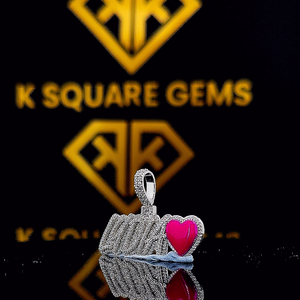Colgante Hip Hop Personalizado con Letra y Corazón Rosa, Nombre Personalizado, Colgante Hip Hop para Hombre, Colgante de Moissanita, Joyería Hip Hop con Incrustaciones de Diamantes - Product Image 2