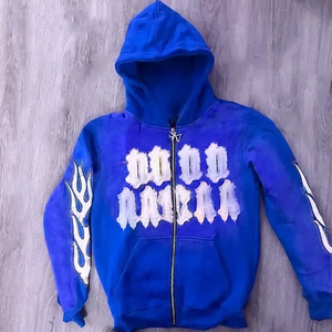 Sudadera con capucha con bordado desgastado para hombre 100% algodón French Terry ropa de calle de alta calidad última tendencia técnicas de hojaldre - Product Image 6