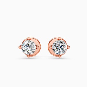 Boucles d'oreilles solitaires classiques en diamant de culture 0,21 ct en or jaune, blanc et rose 9 carats - Product Image 1