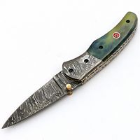 Couteau pliant ZR ZT-F14 Damascus personnalisé OEM, lame non réglable de qualité industrielle, manche en os de chameau, gravé à la main