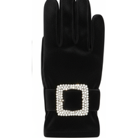 Gants de soirée élégants en velours noir pour femme, avec boucle en strass, luxueux, thermiques, durables et anti-boulochage – Meilleures ventes