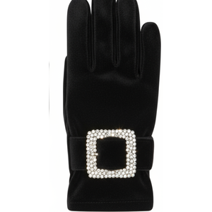 Gants de mode en velours noir élégant pour femmes les plus vendus avec boucle en strass gants de robe de soirée de luxe - Product Image 3