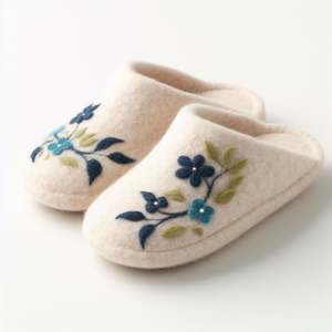 Elegantes zapatos de fieltro de verano con parte superior de cuero Hermosa flor tallada Patrones Plantilla de piel cálida y acogedora Cómoda para invierno Otoño - Product Image 2