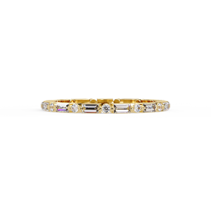 Bagues de mariage en or massif 18 carats avec diamants de laboratoire taille baguette et ronds, sertis en éternité, pour femmes - Nouveauté en gros - Product Image 4