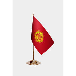 Drapeaux de table numériques imprimés du Kirghizistan avec mât en aluminium - Product Image 2