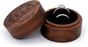 Anniversary <b>Gift</b> Engagement <b>Wedding</b> Eco-Friendly Polished Double Square Wooden Walnut Ring <b>Box</b> Sustainable Ring <b>Box</b> for <b>Wedding</b> - Product Image 6