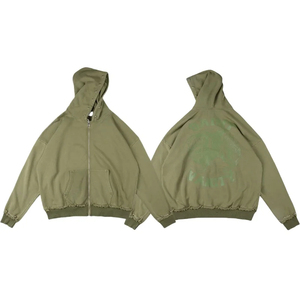 Logo personnalisé baggy 550Gsm français éponge graphique polaire poids lourd fermeture éclair coton Boxy fermeture éclair personnalisée couleur unie hommes à capuche - Product Image 6