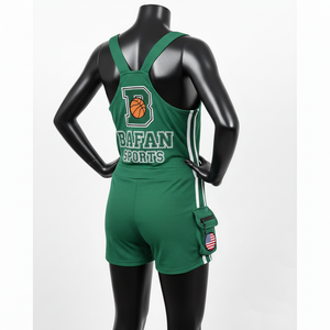 Traje de Baño para Mujer, 225 GSM, Tela de Poliéster y Spandex de Alta Elasticidad, Verde Oscuro con Paneles Blancos, Logotipo Estampado - Product Image 2