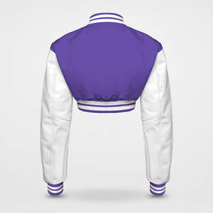 2025 Wholesale <b>Women</b> <b>Crop</b> Varsity <b>Jacket</b> Baseball Style <b>Denim</b> <b>Jacket</b> Custom Letterman Outerwear - Product Image 3