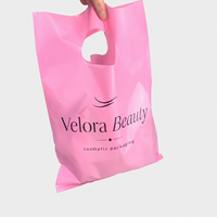 Sac de courses imprimé avec logo personnalisé, poignée découpée, soufflet latéral, en plastique recyclable, pour chaussures et courses
