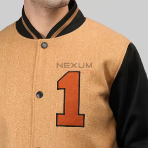 Chaqueta Varsity suave 100% chaqueta de cuero de lana transpirable Letterman Collage manga de cuero hombres chaqueta Varsity servicio OEM - Product Image 5