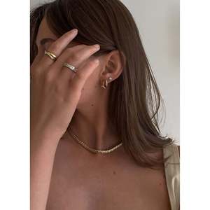 Solis Three Diamond Hoop <b>Earrings</b> with Ribbed Design - Product Image 6