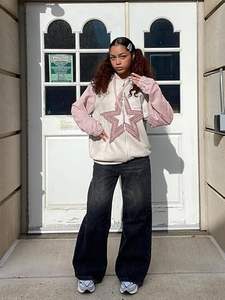 Sudadera con capucha de gran tamaño Eden Star Patchwork con cremallera completa para mujer, sudaderas con capucha Y2K gráficas de gran tamaño, sudaderas informales con capucha, chaquetas - Product Image 6