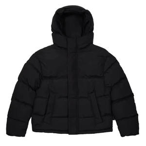 Custom Logo Men's Winter <b>Thick</b> Waterproof Warm Puffer Jacket Oversized <b>Quilted</b> Stand Collar Zipper Closure Bubble Hood Pattern - Product Image 3