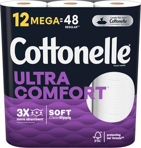 Cottonelle UltraComfort 2-Ply Bath <b>Tissue</b>, 3-7/8" x 4", White, 268 Sheets Per Roll, <b>Pack</b> Of 12 Rolls - Product Image 2