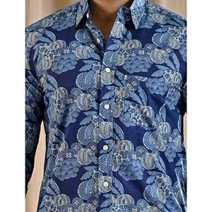 Chemise décontractée en coton à imprimé floral et à pois bleus, 100% popeline, manches longues, tailles XL à 6XL, ODM Fashion - Product Image 2