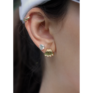 Gaia 18K Gold Scallop Stud <b>Earrings</b> Diamond Sapphire Rhodium Plated Cute Style for Engagement Wedding Anniversary Party Gift - Product Image 2