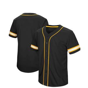 High Quality Plain <b>Black</b> Color Sublimated Baseball Jersey Full Buttons Unisex Baseball Shirts Sportswear Men T-shirts for Summer - Product Image 1