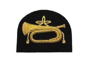 Gold on Green Embroidered Drum Badges Fabric Sew-On Badges - Product Image 4