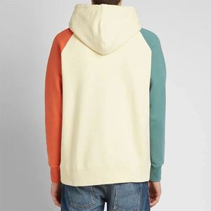 เสื้อฮู้ดผู้ชายแบบสีบล็อก สไตล์ลำลอง สตรีทแวร์ แขนแร็กแลน ผ้าฝ้ายฟลีซ เสื้อกันหนาวมีฮู้ด - Product Image 3