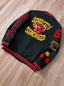 Veste de baseball décontractée personnalisée OEM avec impression, broderie, logo, patchwork, boutonnée, style Letterman pour homme - Product Image 2